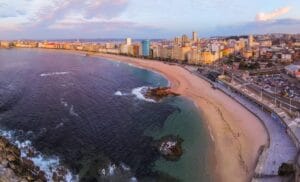 Riazor Beach in A Coruña, Galicia