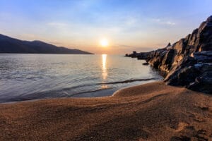 Stratoni Beach in Central Macedonia, Greece