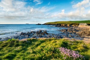 Trevone Beach in Cornwall, England